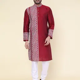 W & G Men Ethnic Motifs Printed Regular Kurta with Churidar-picture-28