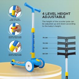 NHR Smart Kick Scooter with 3 Level Adjustable Height & Foldable Stracture- Blue image 3