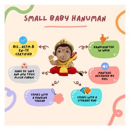 Panda's Box Mantra Chanting Baby Hanuman (Small - 20 CM) | Musical Soft Plush Toy | Best Gift for Infants, Toddlers & Babies image 3