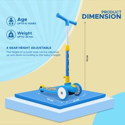 NHR Smart Kick Scooter with 3 Level Adjustable Height & Foldable Stracture- Blue image 4
