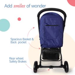 Luv Lap Primo Baby Stroller with 5 Point Safety Harness Adjustable Footrest & Extendable Canopy - Blue image 5