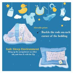 Toddylon Baby Bedding Set New Born Mosquito Net Bed & Sleeping Bag Combo - Blue image 5