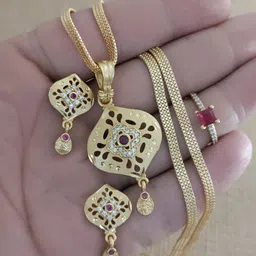 V.K.PAYAL.JEWELLERY Gold-Plated Agate Stones-Studded Jewellery Set-picture-41