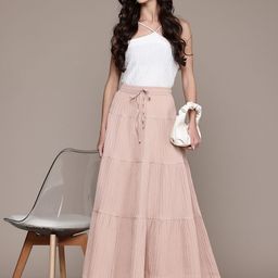 Popnetic Textured Tiered Maxi Skirt-image-71