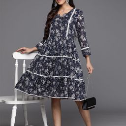 Varanga Floral Print Georgette Ethnic Dress-image-35