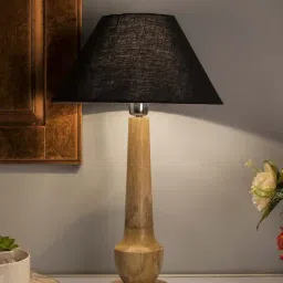 Homesake Antique Wood Classic Cubist Table Lamp with Black Shade (Bulb Included) - Set of 1-19