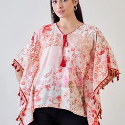 The Kaftan Company Beige Cotton Floral Top-image-44
