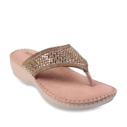 Mochi Women's Rose Gold Thong Wedges-picture-10