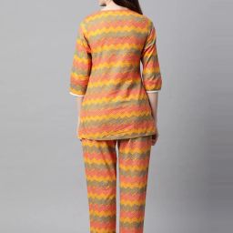 Meeranshi Mustard Printed Tunic Pyjama Set image 2