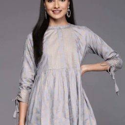 Libas Grey Printed A Line Short Kurti-image-23