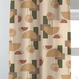 SPACES DRAPE STORY Boho Digital Print Cream & Brown Polyester 7 ft Door Curtains - Set of 2 image 2