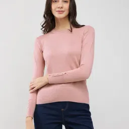 Fablestreet Pink Acrylic Regular Fit Sweater-image-46