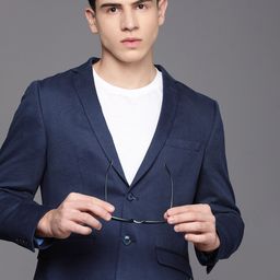 Louis Philippe Sport Pure Cotton Super Slim Fit Self Design Single-Breasted Blazer-image-43