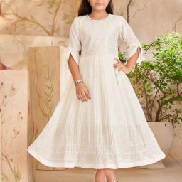 Aarika Girls Cream Embellished Gown-image-5