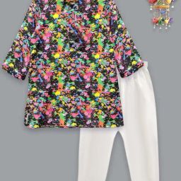 A.T.U.N. Boys Multicolor Printed Full Sleeves Kurta Set-image-46