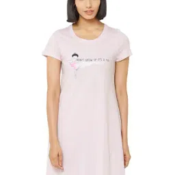 Soie Pink Printed Sleep Shirt-image-9