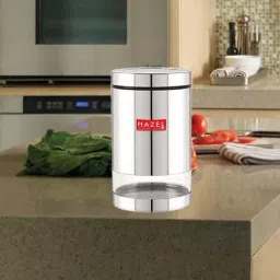 HAZEL Transparent Stainless Steel Kitchen Storage Jar (1300 ml) - Set of 1-image-87