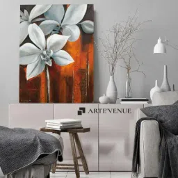 ARTE'VENUE White Orchid Brown & White Canvas Wall Art - Set of 1 (10 X 14 inch)-26
