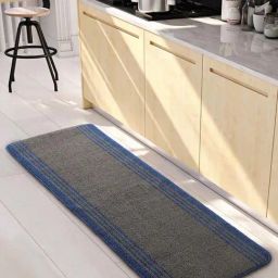 Saral Home Grey & Navy Polypropylene Medium Antiskid & Washable Power Runner-45