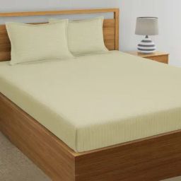 My Room Cream 100% Cotton 300 TC King Bedsheet with 2 Pillow Covers-image-33