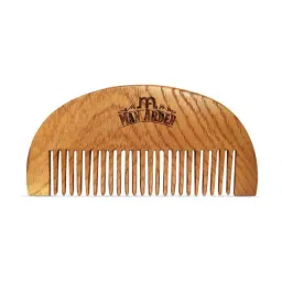 Man Arden Pure Neem Wooden Pocket Size Beard Comb with Premium Faux Leather Pouch-34