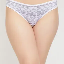 Clovia White Printed Bikini Panty-image-88