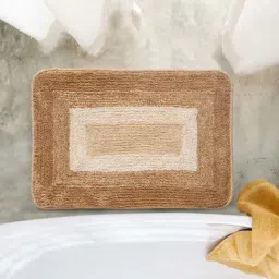 Saral Home Frame Beige Microfibre Antiskid & Washable Bath Mat - Set of 2-image-9