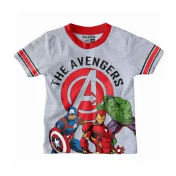 Bonkids Kids Grey & Red Cotton Printed Avengers T-Shirt-15