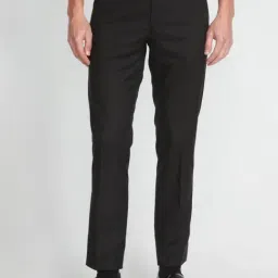 Arrow Black Regular Fit Self Pattern Trousers-picture-44