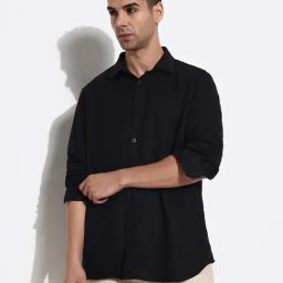 showoffff SHOWOFF Black Slim Fit Solid Shirt-picture-6