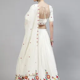 SHUBHKALA White Embroidered Lehenga and Choli Set With Dupatta image 2