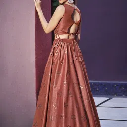SHUBHKALA Rust & White Silk Embellished Lehenga and Choli Set With Jacket image 2