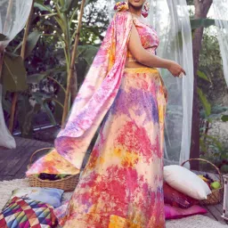 SHUBHKALA Multicolored Silk Printed Lehenga and Choli Set With Dupatta image 2
