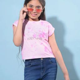 Crimsoune Club Kids Peach Embellished T-Shirt-image-65