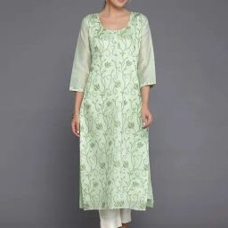 Libas Green Embroidered Straight Kurta-image-19