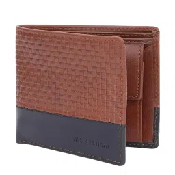 The Vertical Tan Textured Bi-Fold Wallet for Men image 2