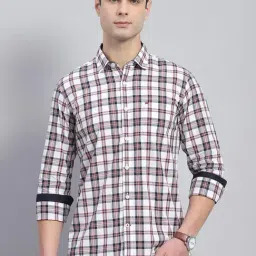 Monte Carlo White Cotton Regular Fit Checks Shirt-picture-45