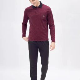 Sweet Dreams Maroon & Brown Regular Fit Geometric Lounge Set-picture-47