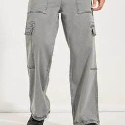 Styli Black Flare Fit Cargo Jeans-picture-39