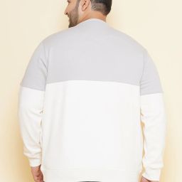 John Pride White & Grey Regular Fit Plus Size Sweatshirt image 2