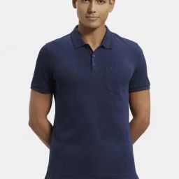 Jockey 3913 Navy Super Combed Cotton Rich Half Sleeves Polo T-Shirt with Chest Pocket-image-37