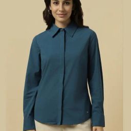 Allen Solly Blue Polyester Solid Regular Fit Casualshirts-image-30