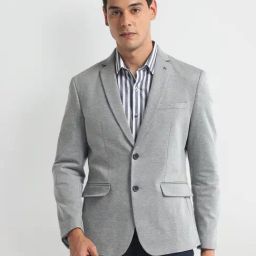 Arrow Grey Slim Fit Self Pattern Blazer-image-5