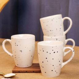 VarEesha White Ceramic Speckled Coffee Mug (0.25 L) - Set of 4 image 2