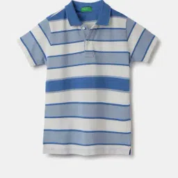 United Colors of Benetton Kids Light Blue Cotton Striped Polo T-Shirt-picture-20