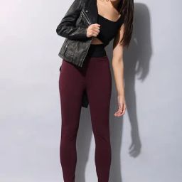 Vero Moda Maroon Skinny Fit High Rise Tights-image-0