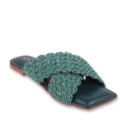 Catwalk Women's Green Cross Strap Sandals-image-6