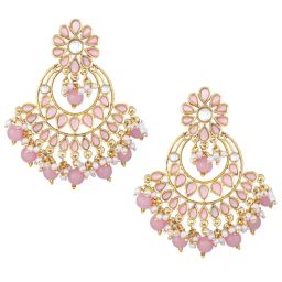 Peora Gold Plated Studded Chand Bali Earrings-picture-17