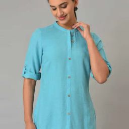 Aurelia Blue Straight Short Kurti-image-76