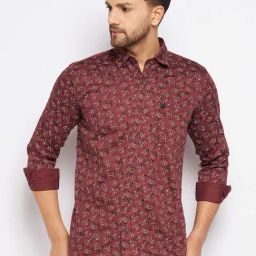 Duke Rust Cotton Slim Fit Printed Shirt-picture-38